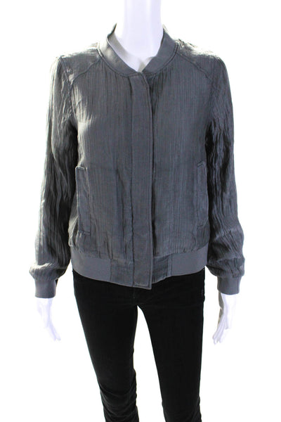 Club Monaco Womens Full Zipper Crew Neck Light Bomber Jacket Gray Size Small