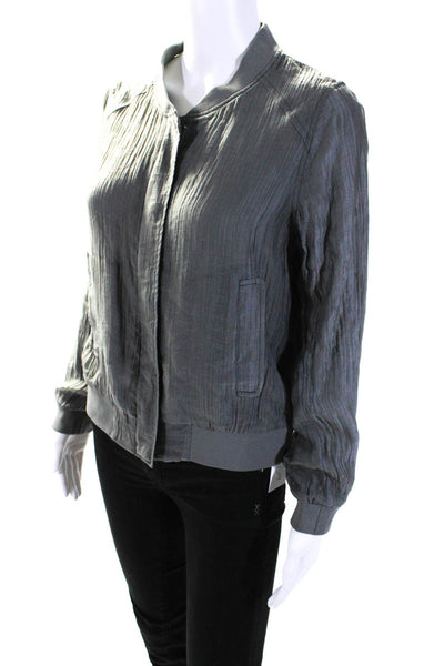 Club Monaco Womens Full Zipper Crew Neck Light Bomber Jacket Gray Size Small