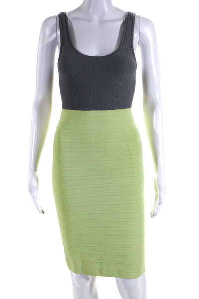 Cut25 Women's Scoop Neck Sleeveless Bodycon Color Block Midi Dress Size M