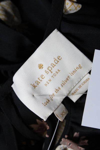 Kate Spade Women's Ruffle Sleeveless Fit Flare Mini Dress Black Size XS