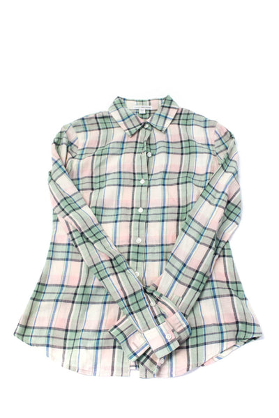 Standard James Perse Monrow Womens Cotton Plaid Blouse Top Green Size 0 S Lot 2