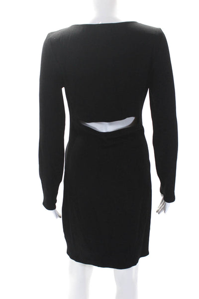 Helmut Lang Women's Scoop Neck Long Sleeves Bodycon Midi Dress Black Size L