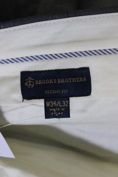 Brooks Brothers Mens Wool Window Pane Hook & Eye Straight Pants Gray Size EUR36