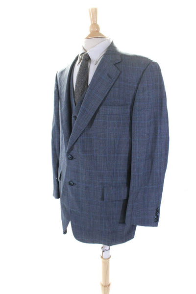 Hart Schaffner Marx Men's Long Sleeves Lined Two Piece Plaid Jacket Set Size 42