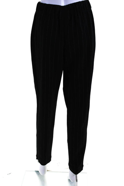 Ganni Womens Striped Stretch Waist High-Rise Tapered Pants Black Size 34