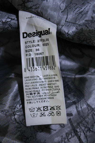 Desigual Womens Abstract Printed High Rise Zip Up A-Line Skirt Black Size 36