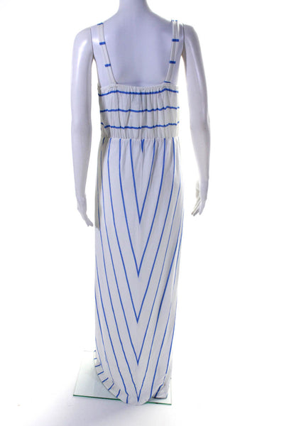 C&C California Womens Striped Print V-Neck Sleeveless Maxi Dress White Size M