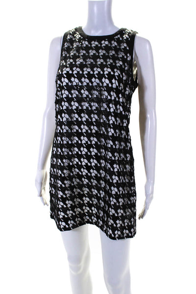 Rachel Zoe Womens Sequin Lace Overlay Sleeveless Mini Shift Dress Black Size 2