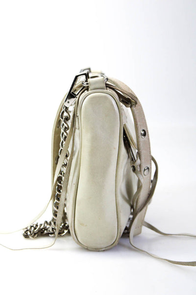 Rebecca Minkoff Womens Leather Silver Tone Crossbody Shoulder Handbag White