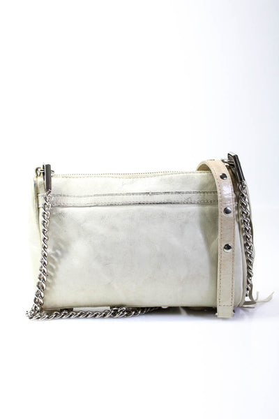 Rebecca Minkoff Womens Leather Silver Tone Crossbody Shoulder Handbag White