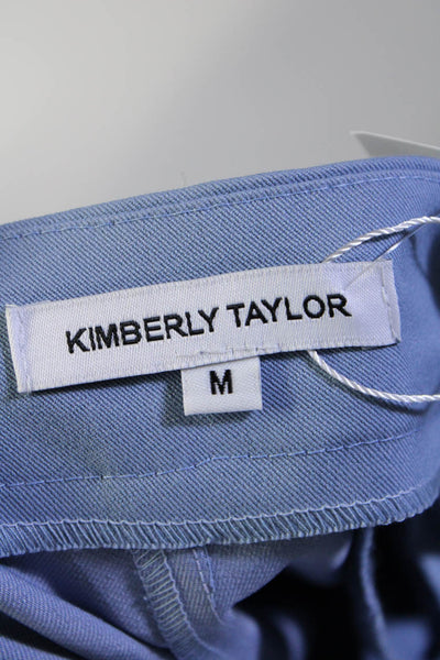 Kimberly Taylor Womens Dusty Blue High Rise Pleated Wide Leg Cargo Pants Size M
