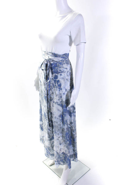 The Westside Womens Blue Silk Tie Dye Maxi Wrap Skirt Size S