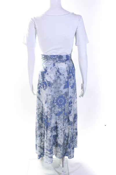 The Westside Womens Blue Silk Tie Dye Maxi Wrap Skirt Size S