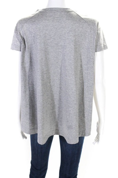 Sacai Womens Lace Up Short Sleeves Asymmetrical Tee Shirt Gray Cotton Size 1