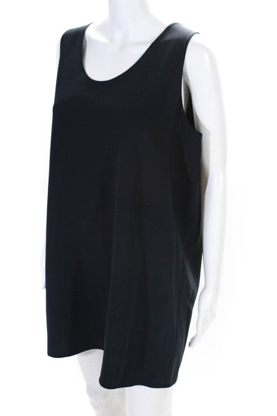 The Row Womens Sleeveless Scoop Neck Mini Shift Dress Navy Blue Size Large