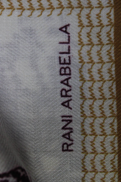 Rani Arabella Womens Cashmere Knit Tree Printed Scarf White Purple Orange