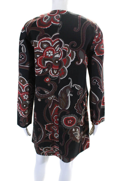 Lafayette 148 New York Womens Black Cotton Floral Long Sleeve Jacket Size 4