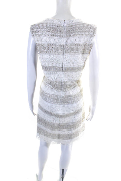 Calvin Klein Womens White Lace Lined Scoop Neck Sleeve Shift Dress Size 16