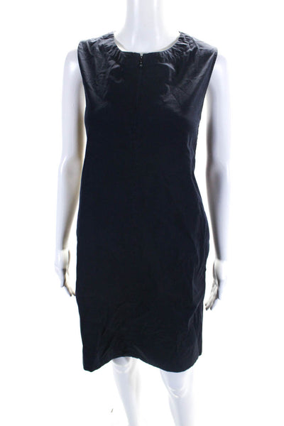 Eileen Fisher Womens Navy Cotton Crew Neck Sleeveless A-Line Dress Size M