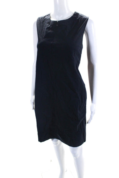 Eileen Fisher Womens Navy Cotton Crew Neck Sleeveless A-Line Dress Size M