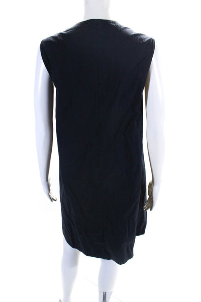 Eileen Fisher Womens Navy Cotton Crew Neck Sleeveless A-Line Dress Size M