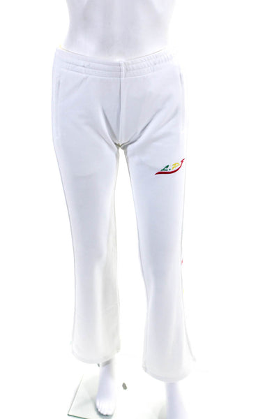 Lucien Pellat-Finet Womens Drawstring Skull Logo Flare Pants White Size Small