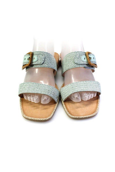Dolce Vita Womens Woven Raffia Flat Slides Buckle Sandals Light Blue Size 8.5