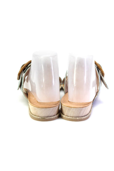 Dolce Vita Womens Woven Raffia Flat Slides Buckle Sandals Light Blue Size 8.5