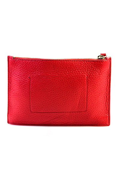 Kate Spade Women's Zip Closure Embellish Leather Pouch Wallet Red Size S