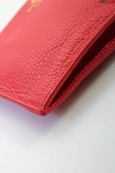 Kate Spade Women's Zip Closure Embellish Leather Pouch Wallet Red Size S