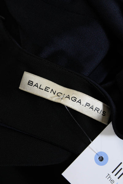 Balenciaga Paris Womens Navy Open Back Sleeveless Lined A-Line Dress Size S