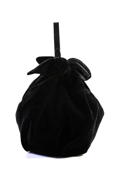 Simone Rocha Womens Black Velour Cotton Knot Details Shoulder Bag Handbag