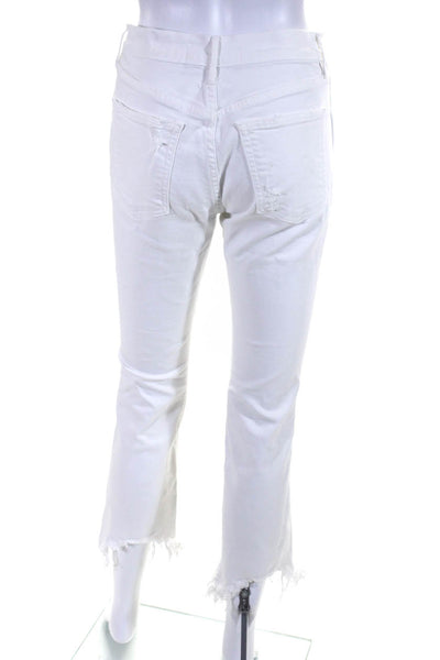 3x1 NYC Womens Cotton Distressed Five Pocket Mid-Rise Skinny Jeans White Size 26