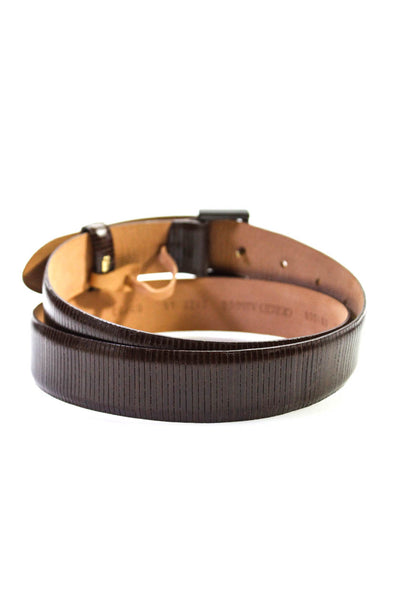 Giorgio Armani Mens Textured Leather Frame Buckle Belt Brown Size 46 83/33