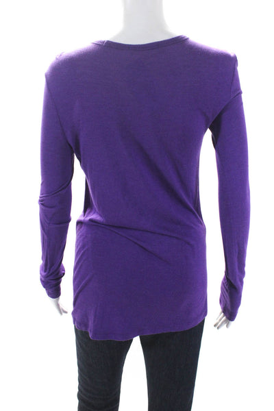 T Alexander Wang Womens Long Sleeve Scoop Neck Pocket Tee Shirt Purple Size XS