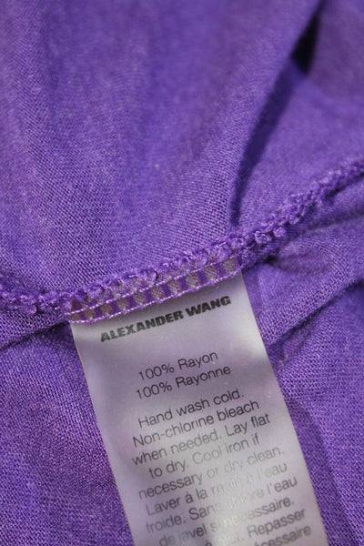 T Alexander Wang Womens Long Sleeve Scoop Neck Pocket Tee Shirt Purple Size XS