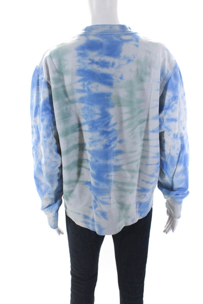 Tory Sport Womens Heart Patch Crew Neck Tie Dye Sweatshirt Blue Green Medium