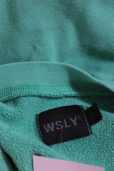 WSLY Womens Crew Neck Oversize Fleece Pullover Sweatshirt Green Size Medium