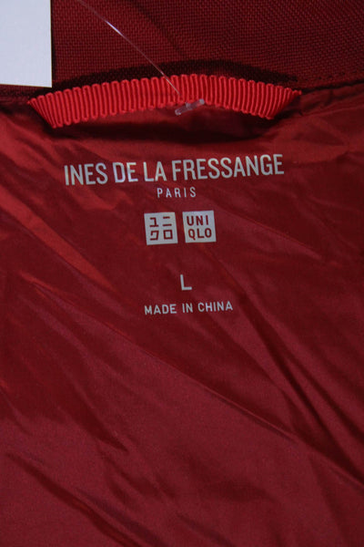 Ines De La Fressange x Uniqlo Womens Canvas Yoke Puffer Coat Red Size Large