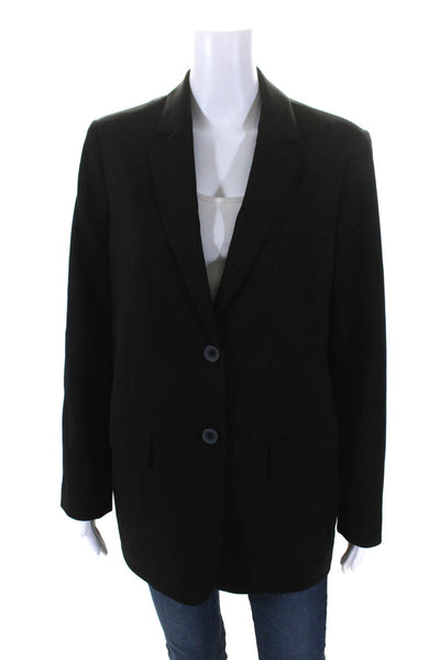 Everlane Womens Woven Notched Collar Two Button Blazer Jacket Black Size 6