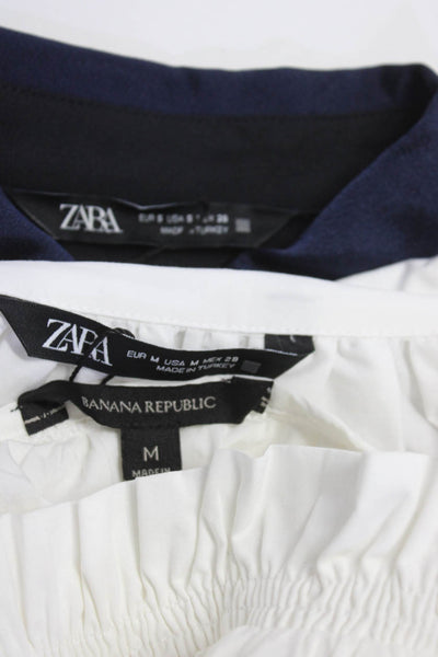 Banana Republic Zara Womens Satin Ruffle Button Up Top Blouse Small Medium Lot 3