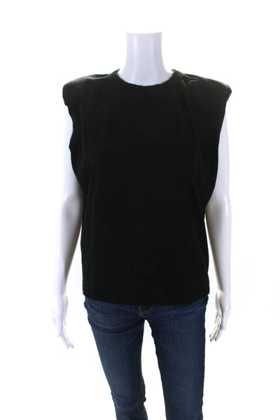 Frankie Shop Womens Eva Shoulder Pad Sleeveless Muscle Tee Shirt Black Size XS