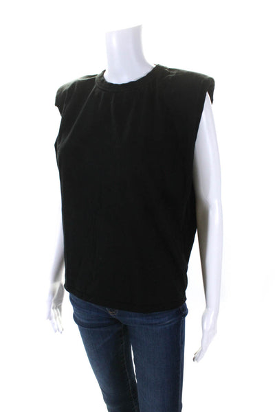 Frankie Shop Womens Eva Shoulder Pad Sleeveless Muscle Tee Shirt Black Size XS