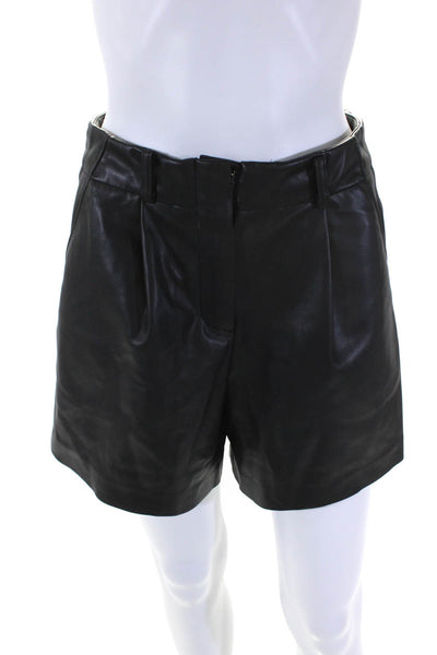 Frankie Shop Womens Mid Rise Pleated Faux Leather Shorts Black Size Extra Small