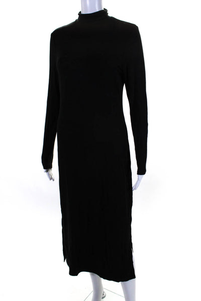 Tahari Womens Black Turtleneck Long Sleeve Midi Shift Dress Size XS