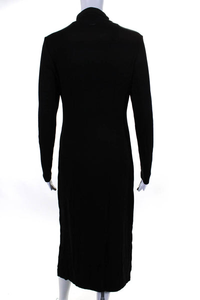 Tahari Womens Black Turtleneck Long Sleeve Midi Shift Dress Size XS