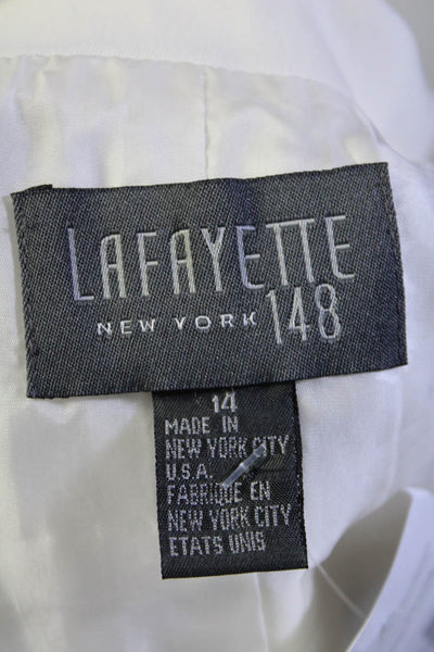 Lafayette 148 New York Womens Belted Hook & Eye Blazer Jacket White Size 14