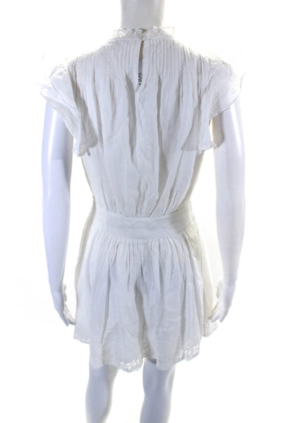 Frame Womens Ruffled Cap Sleeve Lace Trim Shift Dress White Size Extra Small