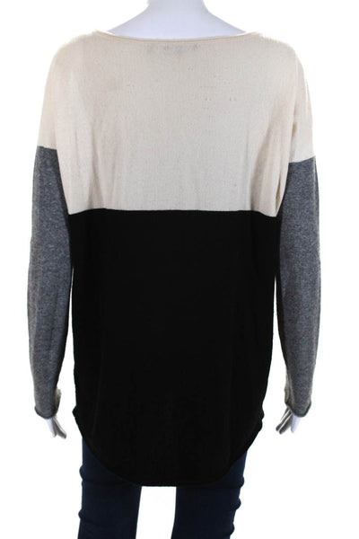 Vince Womens 3/4 Sleeve Scoop Neck Sweater Black White Gray Wool Size XS