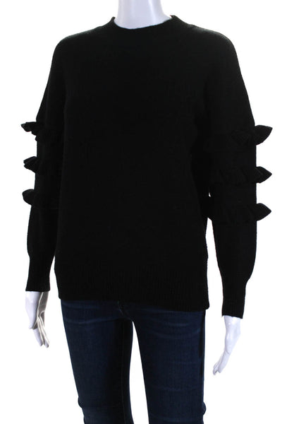 Line + Dot Womens Long Tiered Sleeve Crew Neck Sweater Black Size Extra Small